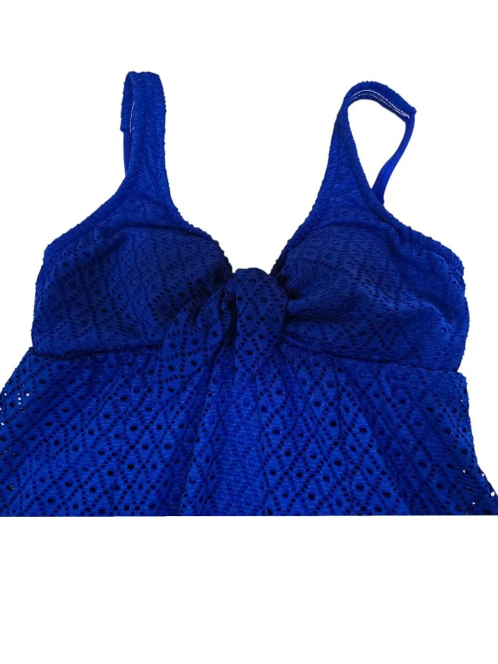 Swim Solutions Women's Blue Tummy Control One-Piece Swimsuit Size 8 - Picture 5 of 6